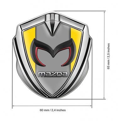 Mazda Emblem Self Adhesive Silver Yellow Frame Chrome Logo Variant