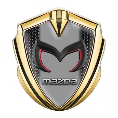 Mazda Domed Emblem Badge Gold Dark Mesh Frame Chrome Logo