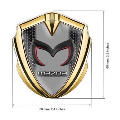 Mazda Domed Emblem Badge Gold Dark Mesh Frame Chrome Logo