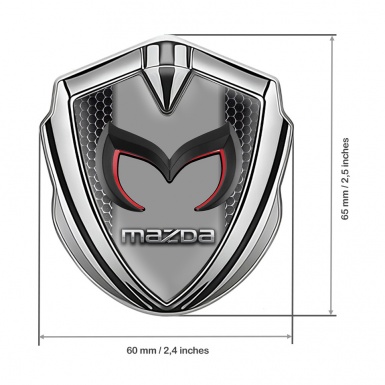 Mazda Domed Emblem Badge Silver Dark Mesh Frame Chrome Logo