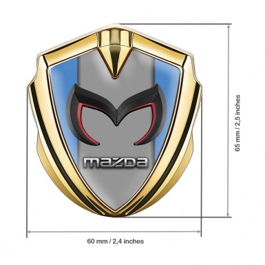 Mazda Emblem Ornament Badge Gold Blue Frame Chrome Logo Edition