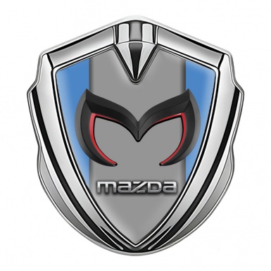 Mazda Emblem Ornament Badge Silver Blue Frame Chrome Logo Edition