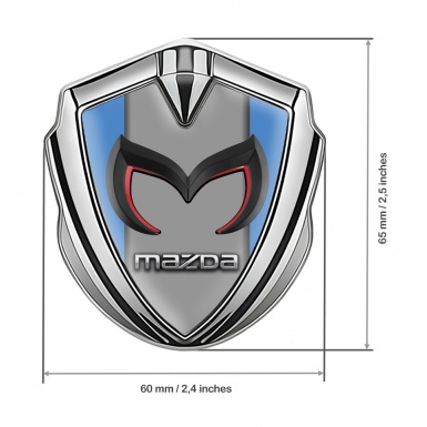 Mazda Emblem Ornament Badge Silver Blue Frame Chrome Logo Edition