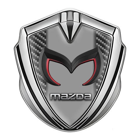 Mazda Bodyside Domed Emblem Silver Dark Carbon Frame Chrome Logo