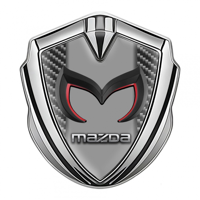 Mazda Bodyside Domed Emblem Silver Dark Carbon Frame Chrome Logo
