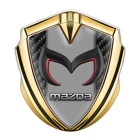 Mazda 3d Emblem Badge Gold Black Carbon Frame Chrome Logo