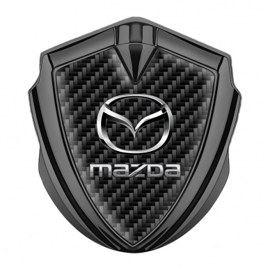Mazda Emblem Silicon Badge Graphite Black Carbon Classic Logo Steel Effect