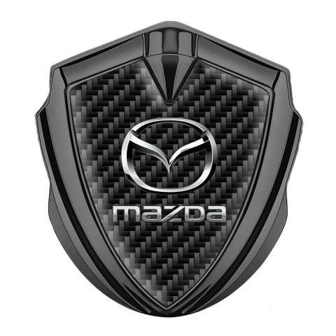 Mazda Emblem Silicon Badge Graphite Black Carbon Classic Logo Steel Effect