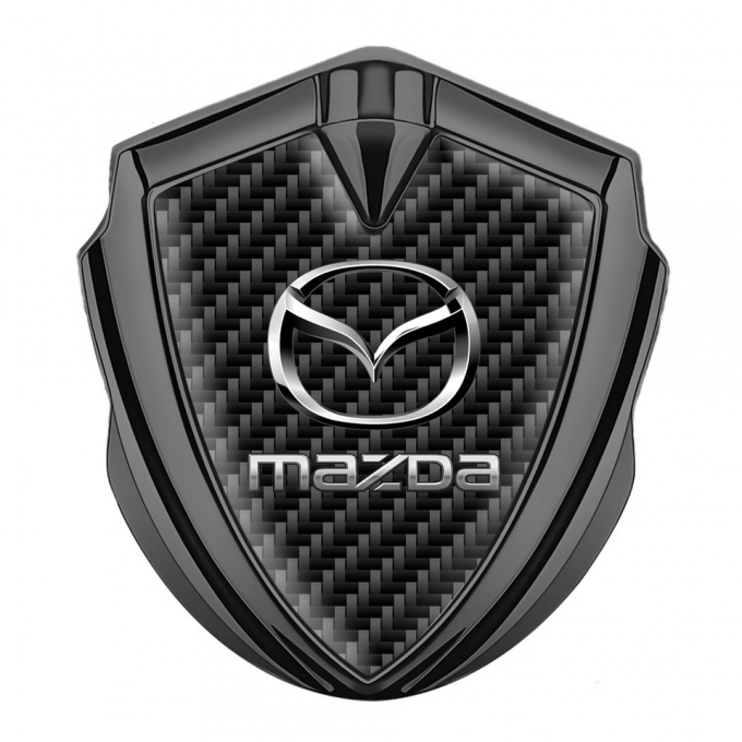 Mazda Emblem Silicon Badge Graphite Black Carbon Classic Logo Steel Effect