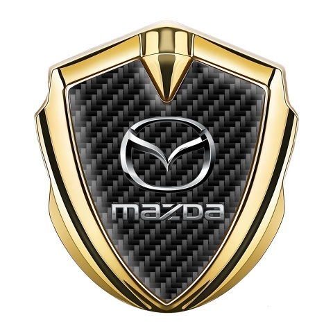 Mazda Emblem Silicon Badge Gold Black Carbon Classic Logo Steel Effect