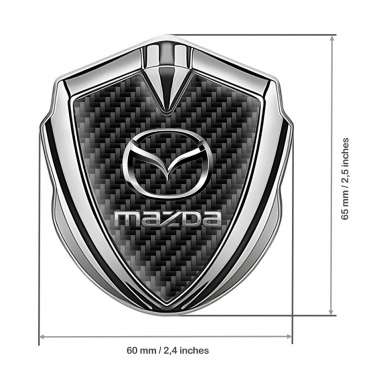 Mazda Emblem Silicon Badge Silver Black Carbon Classic Logo Steel Effect