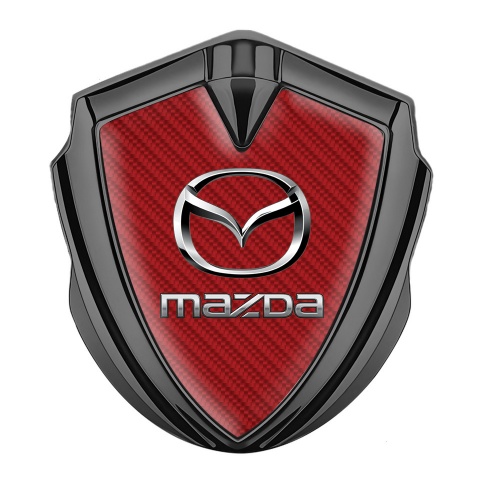 Mazda Metal Domed Emblem Graphite Red Carbon Classic Logo Steel Effect