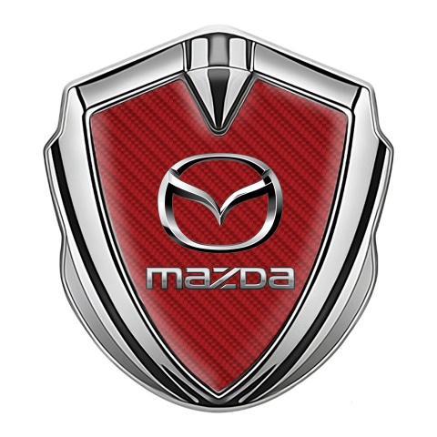 Mazda Metal Domed Emblem Silver Red Carbon Classic Logo Steel Effect