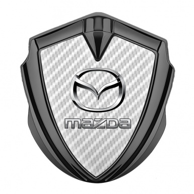 Mazda Badge Self Adhesive Graphite White Carbon Classic Logo Steel Effect