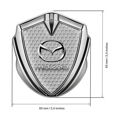 Mazda Emblem Fender Badge Silver Grey Hex Classic Logo Steel Effect