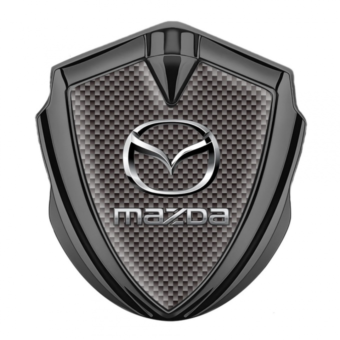 Mazda Fender Emblem Badge Graphite Grey Carbon Classic Logo Steel Effect