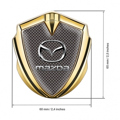 Mazda Fender Emblem Badge Gold Grey Carbon Classic Logo Steel Effect