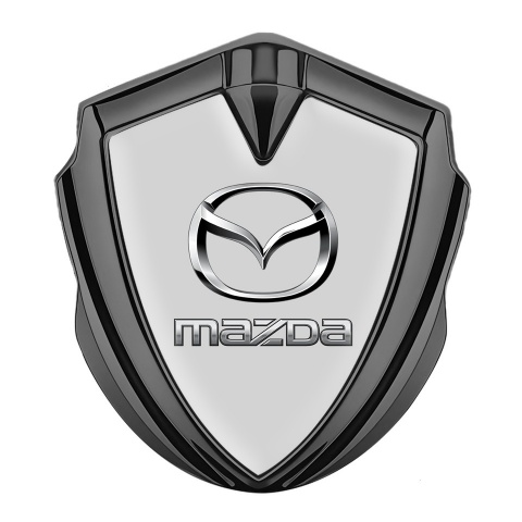 Mazda Emblem Self Adhesive Graphite Grey Base Classic Logo Steel Effect