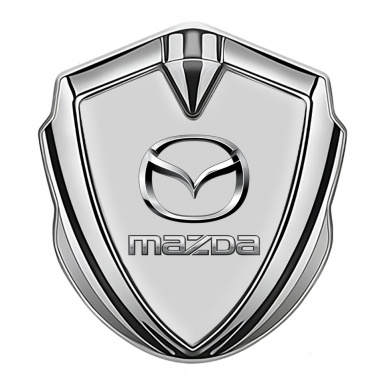 Mazda Emblem Self Adhesive Silver Grey Base Classic Logo Steel Effect
