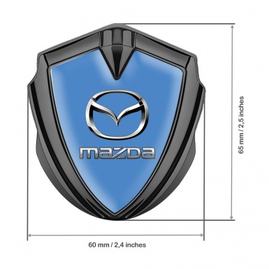 Mazda Domed Emblem Badge Graphite Glacial Blue Classic Logo Steel Effect
