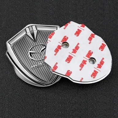 Mazda Emblem Ornament Badge Silver Light Carbon Classic Logo Steel Effect