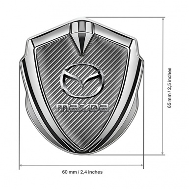 Mazda Emblem Ornament Badge Silver Light Carbon Classic Logo Steel Effect