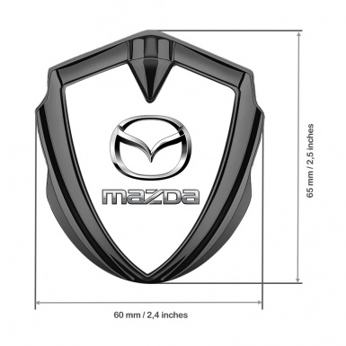 Mazda 3d Emblem Badge Graphite White Base Classic Logo Steel Effect