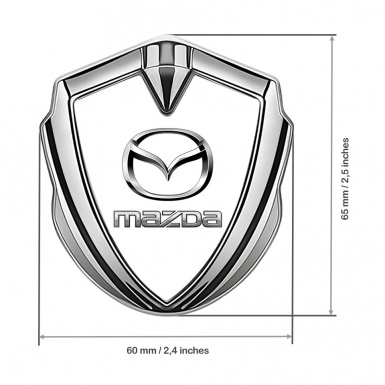 Mazda 3d Emblem Badge Silver White Base Classic Logo Steel Effect