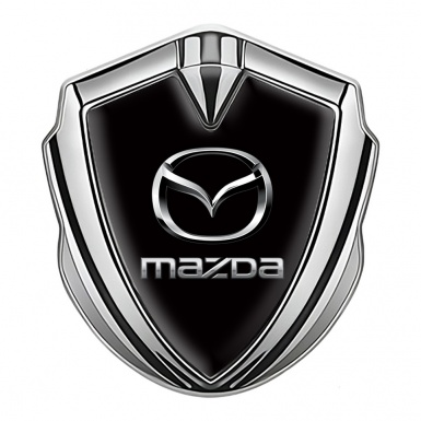Mazda 3d Emblem Badge Silver Black Fill Classic Logo Steel Effect