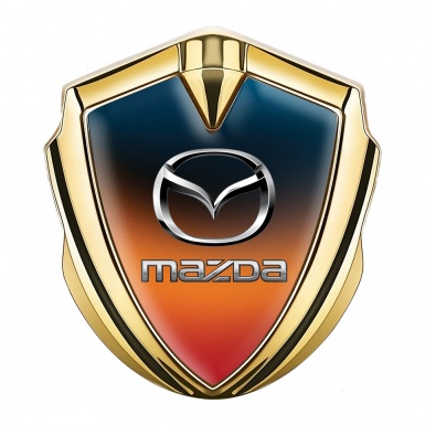 Mazda Silicon Emblem Badge Gold Gradient Classic Logo Steel Effect