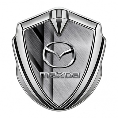 Mazda Emblem Car Badge Silver Brushed Metal Steel Logo Effect
