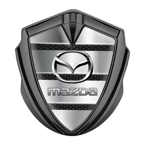 Mazda Emblem Silicon Badge Graphite Metal Panels Steel Logo Effect