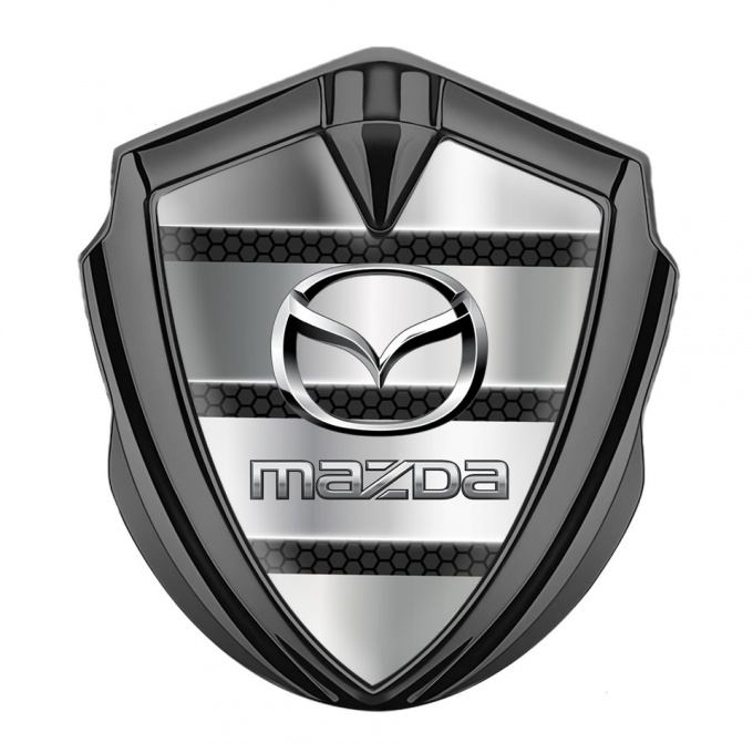 Mazda Emblem Silicon Badge Graphite Metal Panels Steel Logo Effect