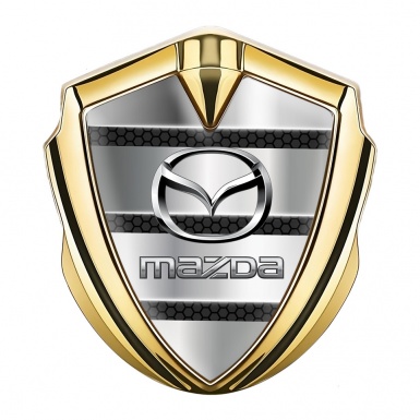Mazda Emblem Silicon Badge Gold Metal Panels Steel Logo Effect
