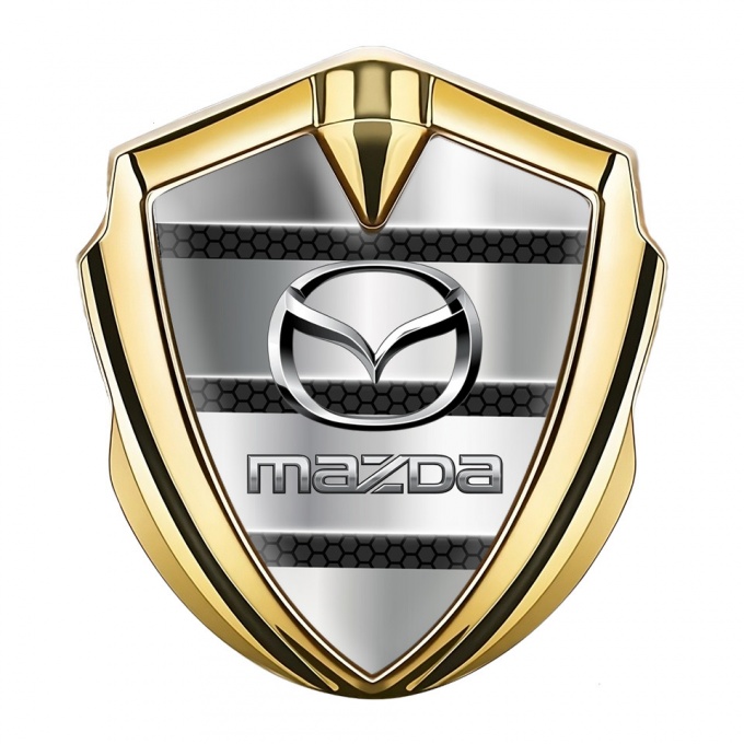 Mazda Emblem Silicon Badge Gold Metal Panels Steel Logo Effect