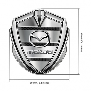 Mazda Emblem Silicon Badge Silver Metal Panels Steel Logo Effect