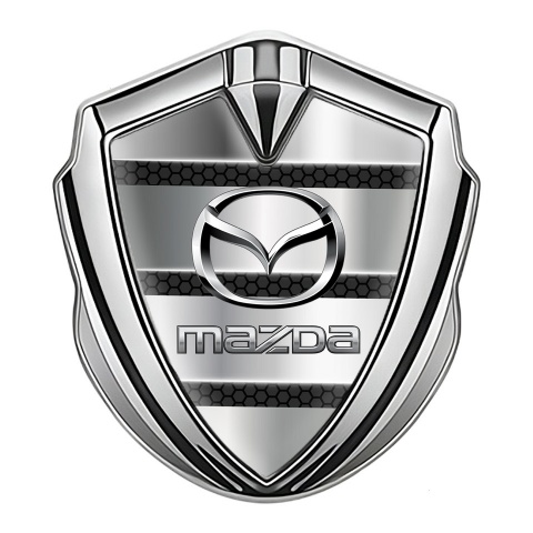 Mazda Emblem Silicon Badge Silver Metal Panels Steel Logo Effect