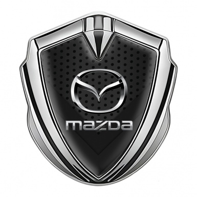 Mazda Badge Self Adhesive Silver Dark Mesh Steel Logo Effect