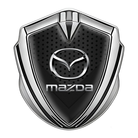 Mazda Badge Self Adhesive Silver Dark Mesh Steel Logo Effect