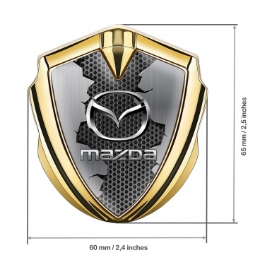 Mazda Emblem Trunk Badge Gold Torn Metal Chrome Logo Effect