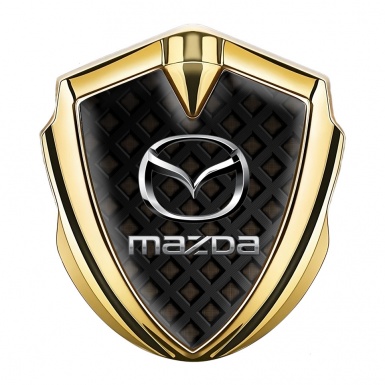 Mazda Metal Emblem Badge Gold Dark Grid Chrome Logo Effect