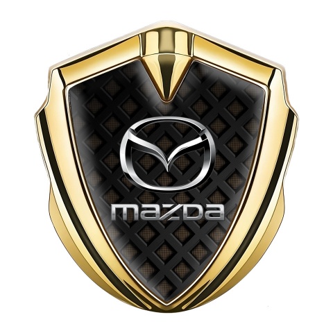 Mazda Metal Emblem Badge Gold Dark Grid Chrome Logo Effect