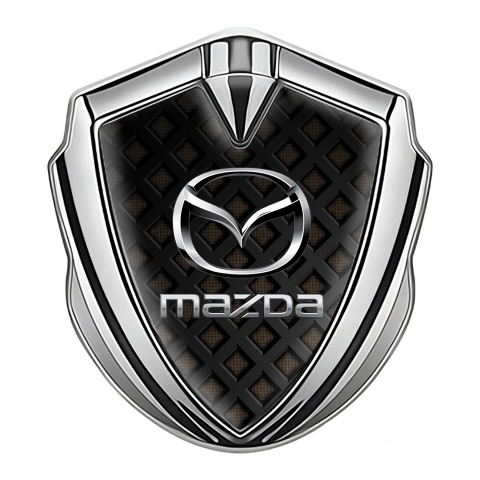 Mazda Metal Emblem Badge Silver Dark Grid Chrome Logo Effect