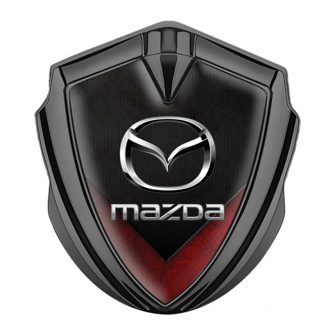 Mazda Domed Emblem Badge Graphite Red Wing Chrome Logo Effect