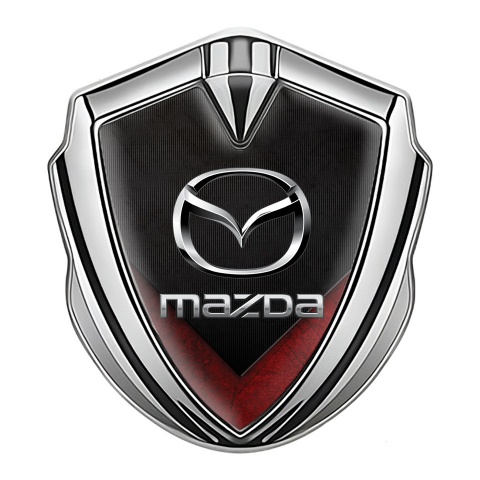 Mazda Domed Emblem Badge Silver Red Wing Chrome Logo Effect