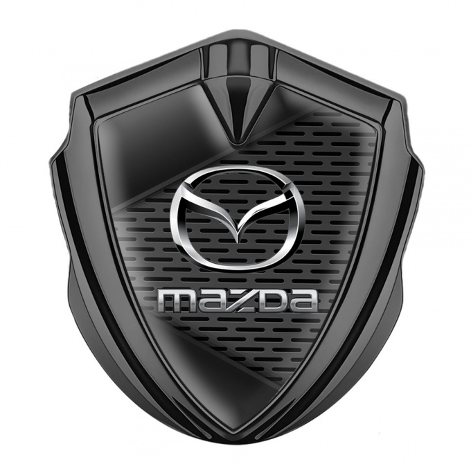 Mazda Emblem Ornament Badge Graphite Dark Grate Chrome Logo Effect