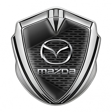 Mazda Emblem Ornament Badge Silver Dark Grate Chrome Logo Effect