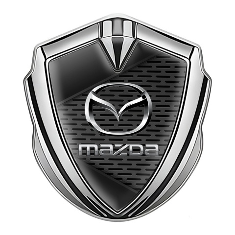 Mazda Emblem Ornament Badge Silver Dark Grate Chrome Logo Effect