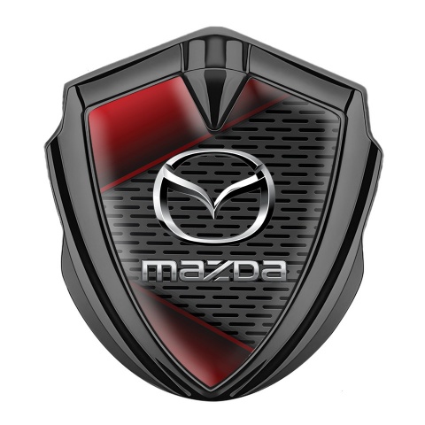 Mazda Bodyside Domed Emblem Graphite Red Fragments Chrome Logo Effect