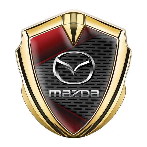 Mazda Bodyside Domed Emblem Gold Red Fragments Chrome Logo Effect